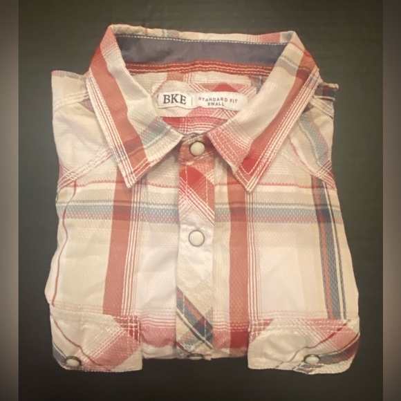 BKE Buckle Mens Plaid Long Sleeve Pearl Snap Up Western Rodeo Shirt Size Small - Picture 8 of 8